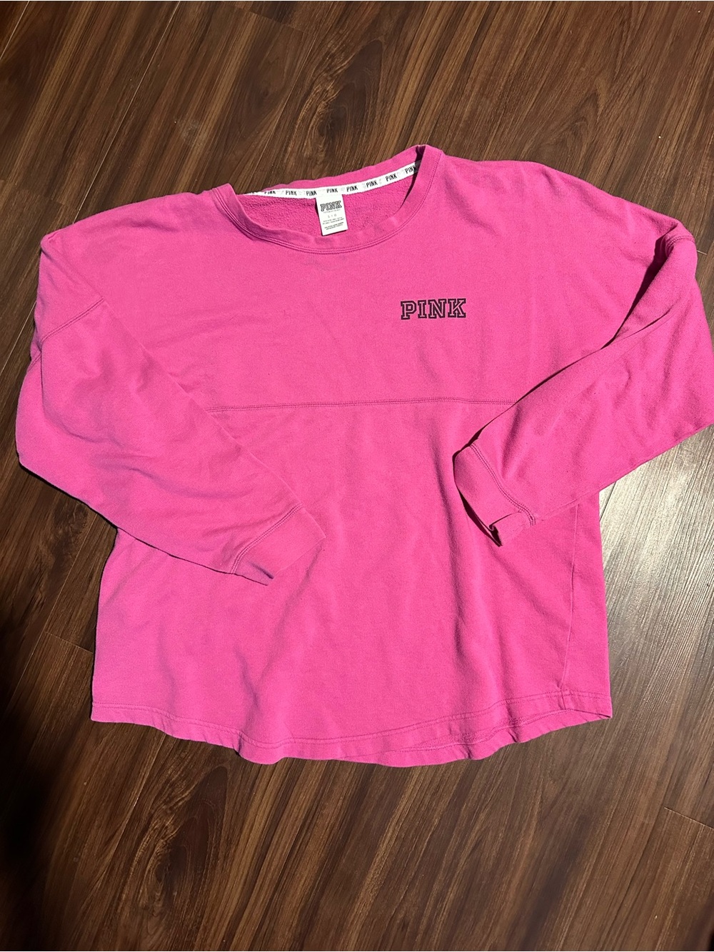 PINK Victoria's Secret Long Sleeve Crewneck Top - Bright Pink